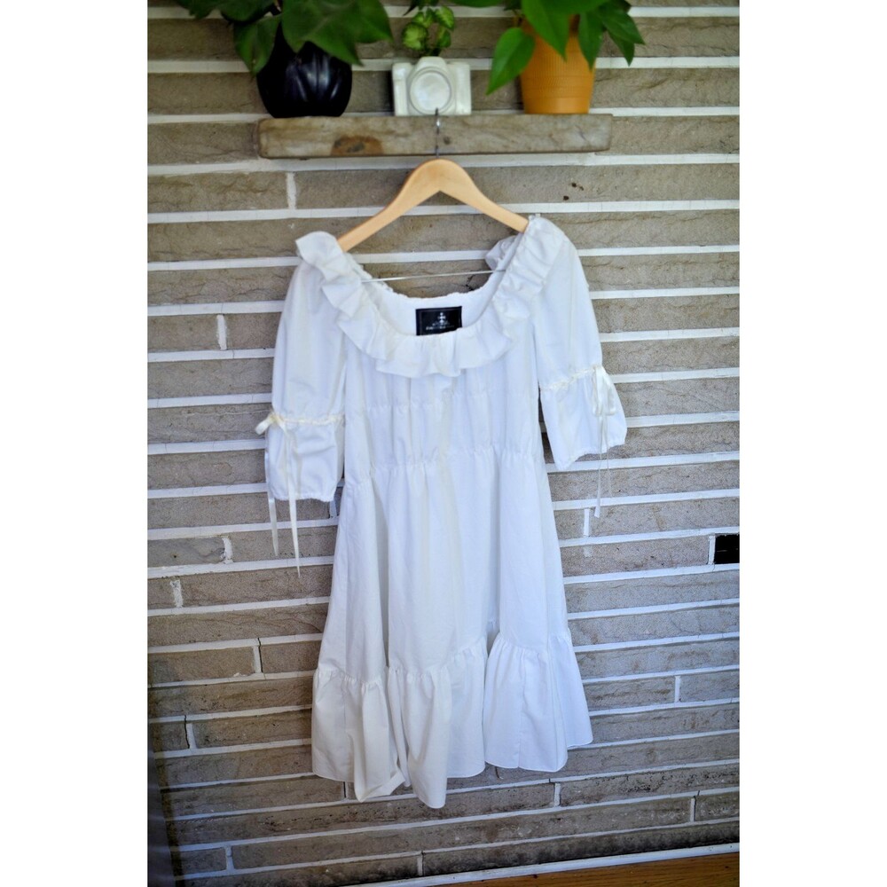 Fanplusfriend Milkmaid cottagecore romantic under corset L white dress peasant